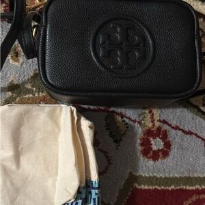 Tory Burch Black Pebbled Leather Crossbody Bag